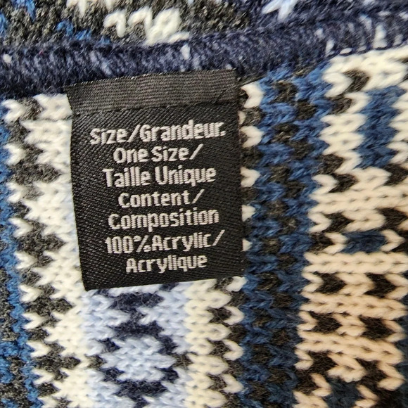 Point Zero Fairisle Jaquard Knit Scarf Cabincore  Olive Green Blues O/S Unisex - Picture 6 of 7